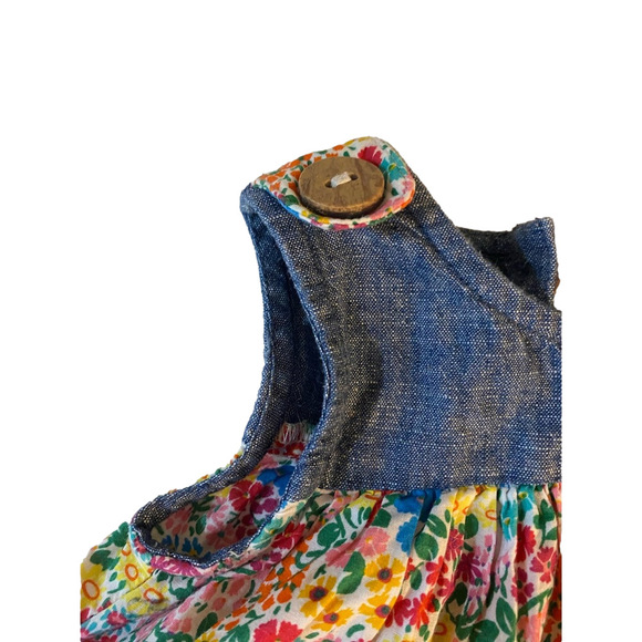 Next 6-9 month denim and floral 2 piece dress and short set - Picture 3 of 10